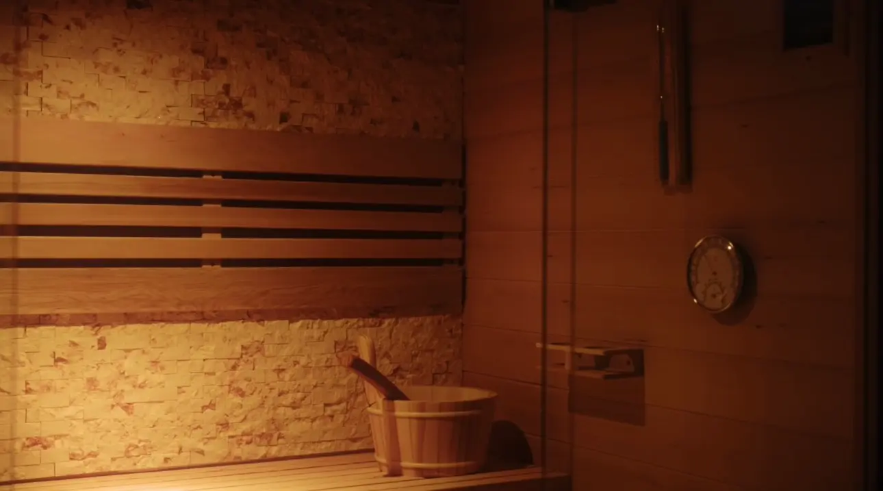 Cozy wooden sauna interior
